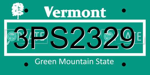 3PS2329 Vermont License Plate