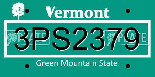 3PS2379 Vermont License Plate