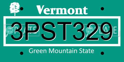 3PST329 Vermont License Plate
