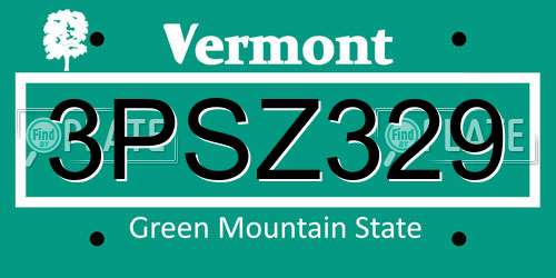 3PSZ329 Vermont License Plate