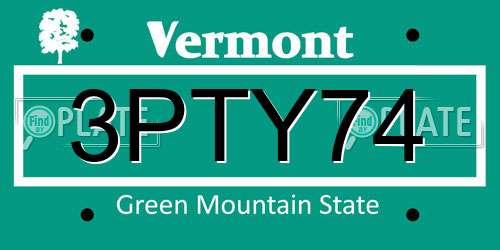 3PTY74 Vermont License Plate