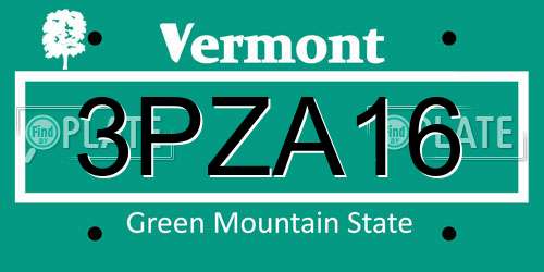 3PZA16 Vermont License Plate