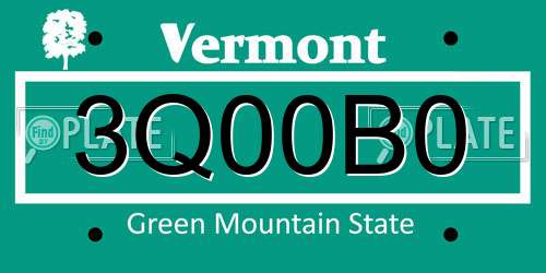 3Q00B0 Vermont License Plate