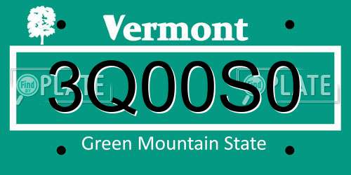 3Q00S0 Vermont License Plate
