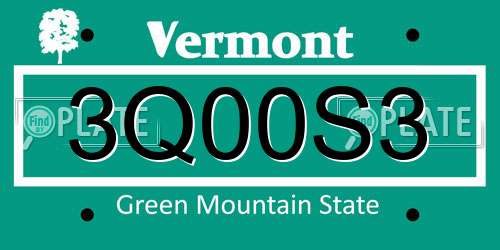3Q00S3 Vermont License Plate