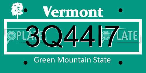 3Q44I7 Vermont License Plate