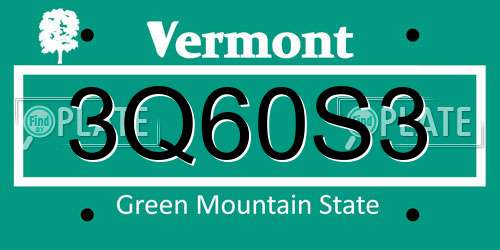 3Q60S3 Vermont License Plate