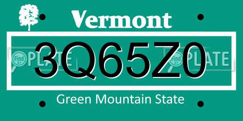 3Q65Z0 Vermont License Plate