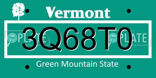 3Q68T0 Vermont License Plate