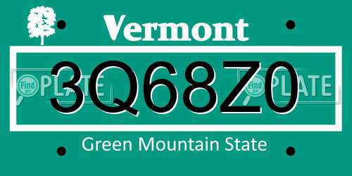 3Q68Z0 Vermont License Plate