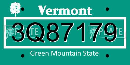 3Q87179 Vermont License Plate