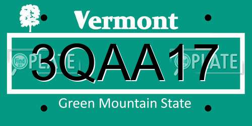 3QAA17 Vermont License Plate