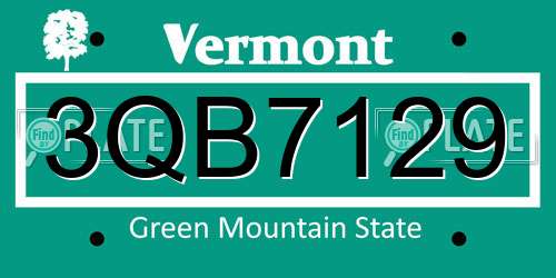 3QB7129 Vermont License Plate