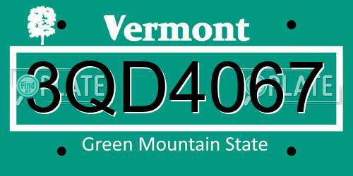 3QD4067 Vermont License Plate