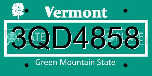 3QD4858 Vermont License Plate
