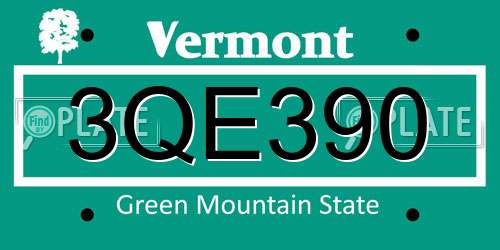 3QE390 Vermont License Plate