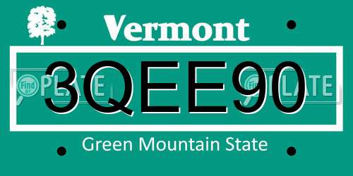 3QEE90 Vermont License Plate