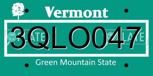 3QLO047 Vermont License Plate