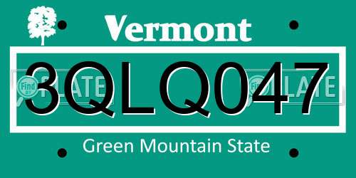 3QLQ047 Vermont License Plate