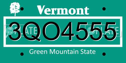 3QO4555 Vermont License Plate