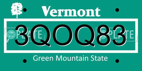 3QOQ83 Vermont License Plate