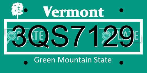 3QS7129 Vermont License Plate