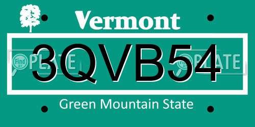 3QVB54 Vermont License Plate