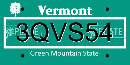 3QVS54 Vermont License Plate