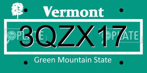 3QZX17 Vermont License Plate