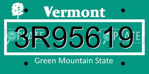 3R95619 Vermont License Plate