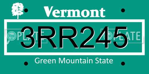 3RR245 Vermont License Plate