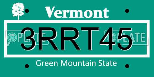 3RRT45 Vermont License Plate