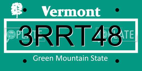 3RRT48 Vermont License Plate