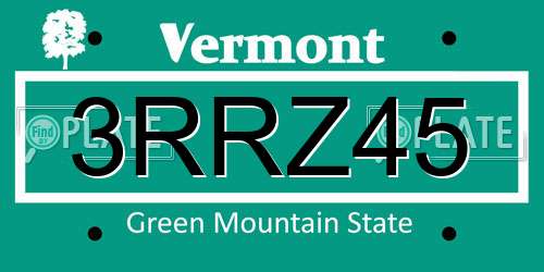 3RRZ45 Vermont License Plate