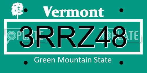 3RRZ48 Vermont License Plate