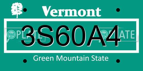 3S60A4 Vermont License Plate