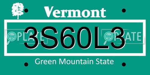 3S60L3 Vermont License Plate