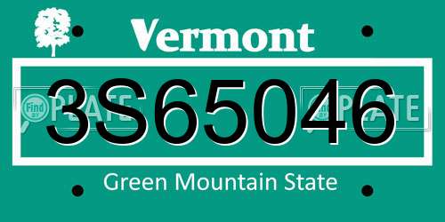 3S65046 Vermont License Plate