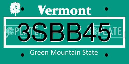 3SBB45 Vermont License Plate