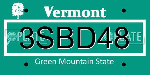 3SBD48 Vermont License Plate