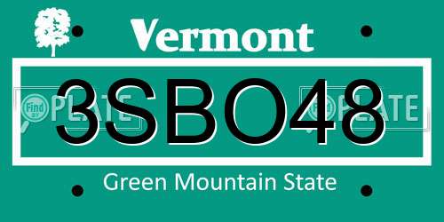 3SBO48 Vermont License Plate