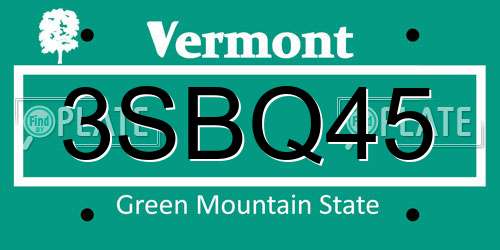 3SBQ45 Vermont License Plate