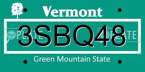 3SBQ48 Vermont License Plate