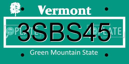 3SBS45 Vermont License Plate