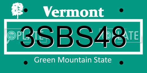 3SBS48 Vermont License Plate
