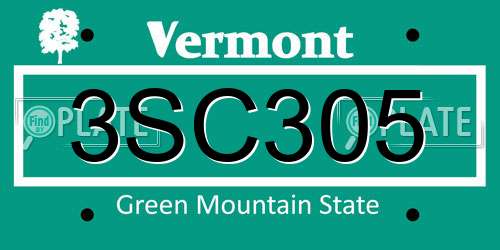 3SC305 Vermont License Plate