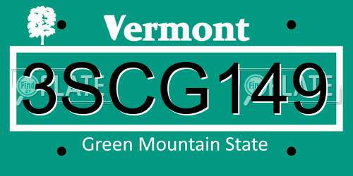 3SCG149 Vermont License Plate