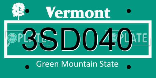 3SD040 Vermont License Plate