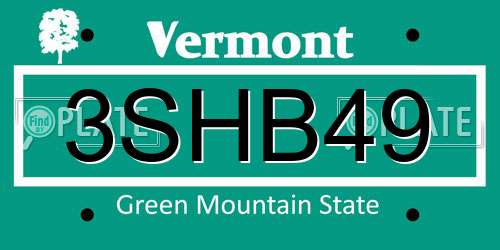 3SHB49 Vermont License Plate