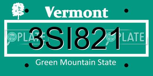 3SI821 Vermont License Plate